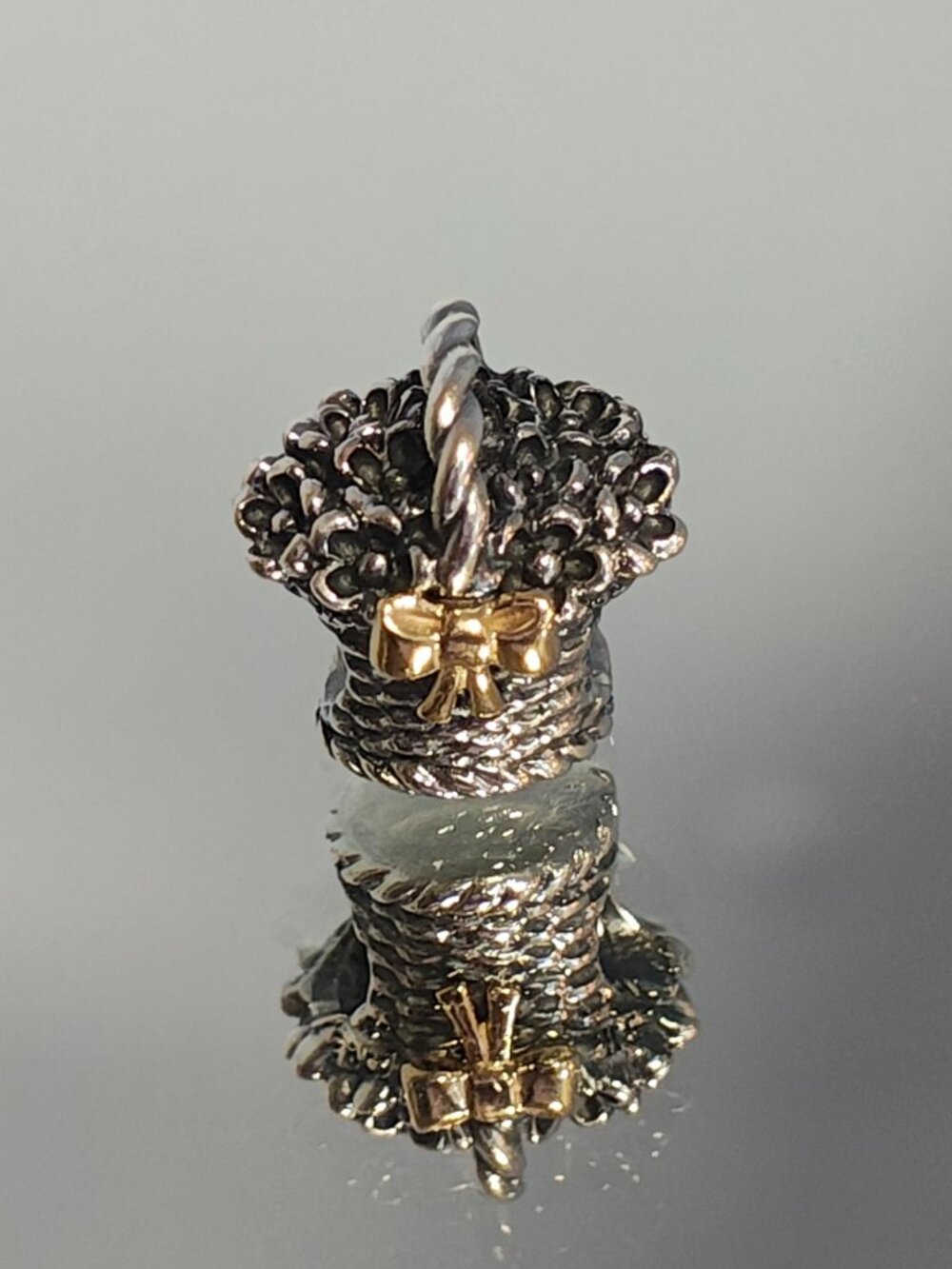 Authentic Pandora Forever Bloom Basket 790960 Retired 14K Gold Sterling Charm